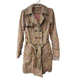 Odille floral trench coat jacket womens 6 Spring Anthropologie belt